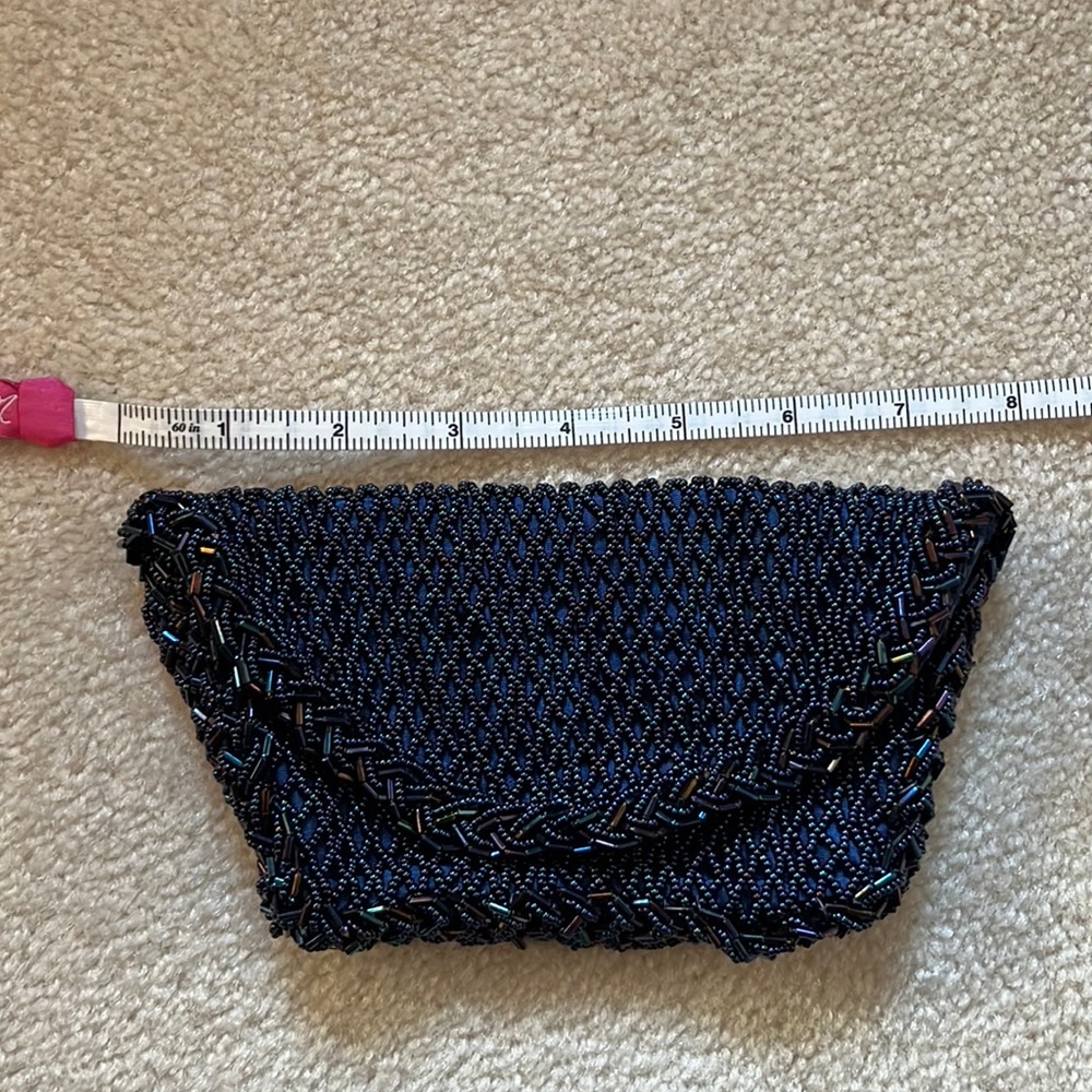 Navy sparkly beaded clutch